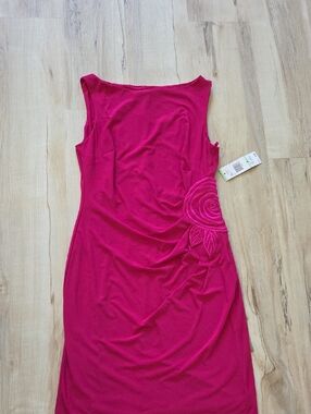 Jones New York Fuchsia Sleeveless Midi Dress with Side Rosette